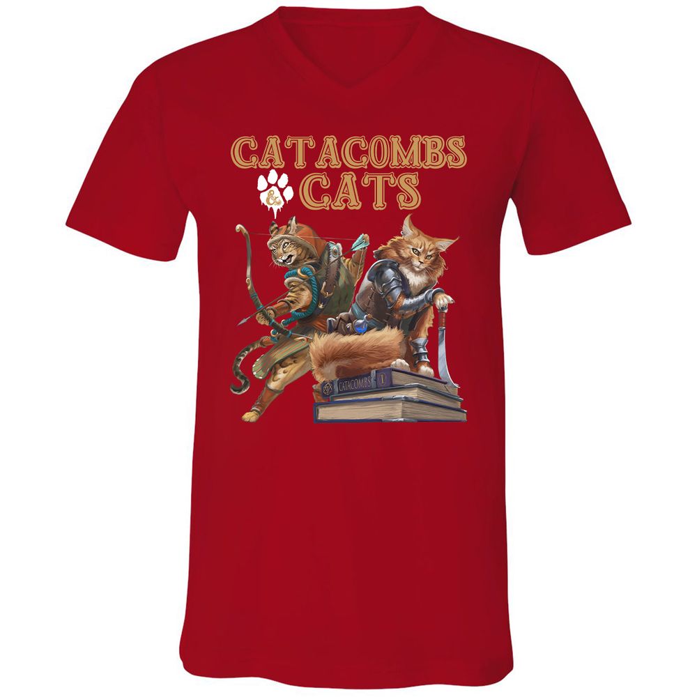 Unisex V-Neck T-Shirt - EU7U3G79 - Red - 3