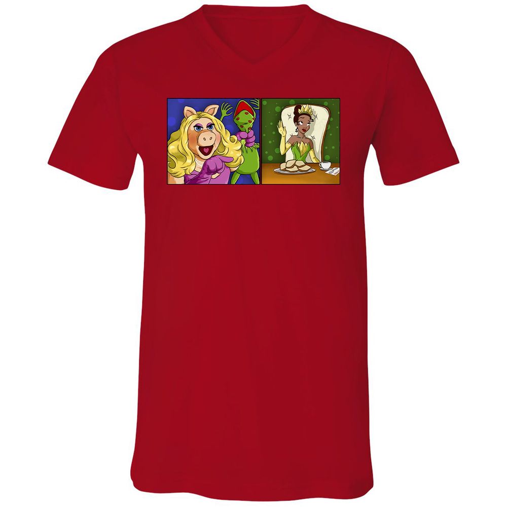 Unisex V-Neck T-Shirt - VQTRLJ47 - Red - 3
