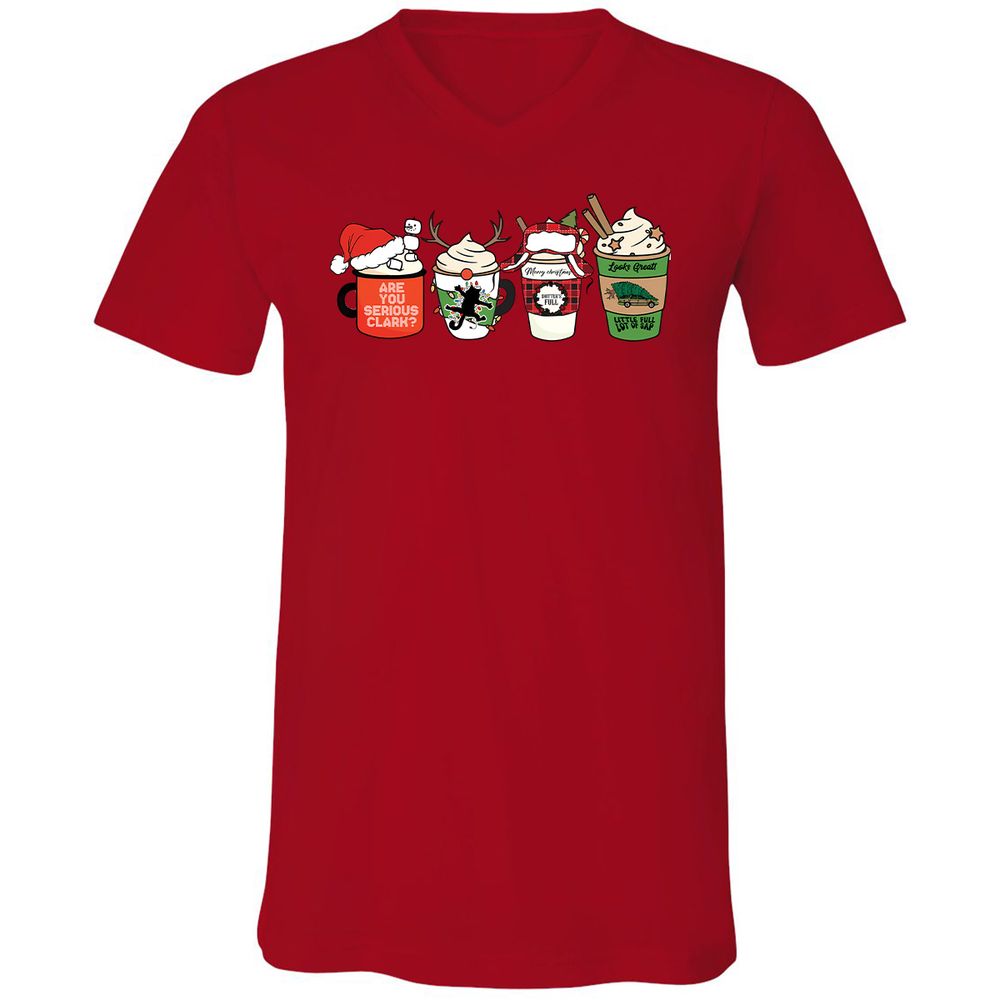 Unisex V-Neck T-Shirt - DUD7N2R2 - Red - 3