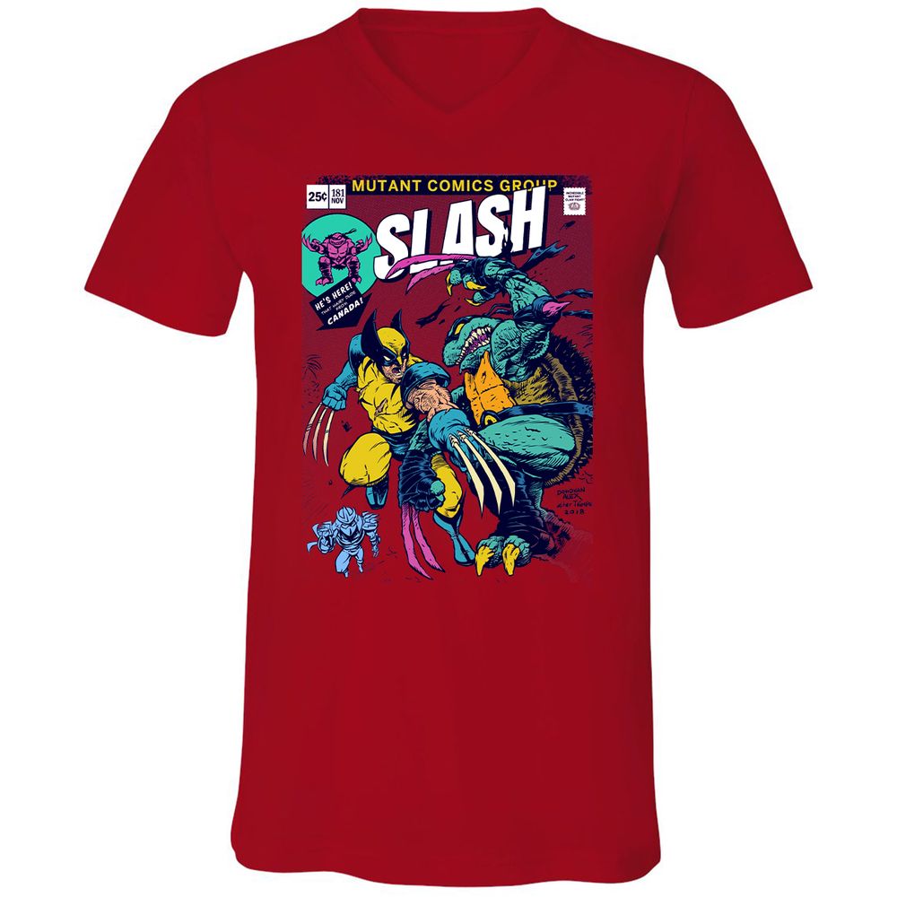 Unisex V-Neck T-Shirt - 9GPXKKDJ - Red - 3