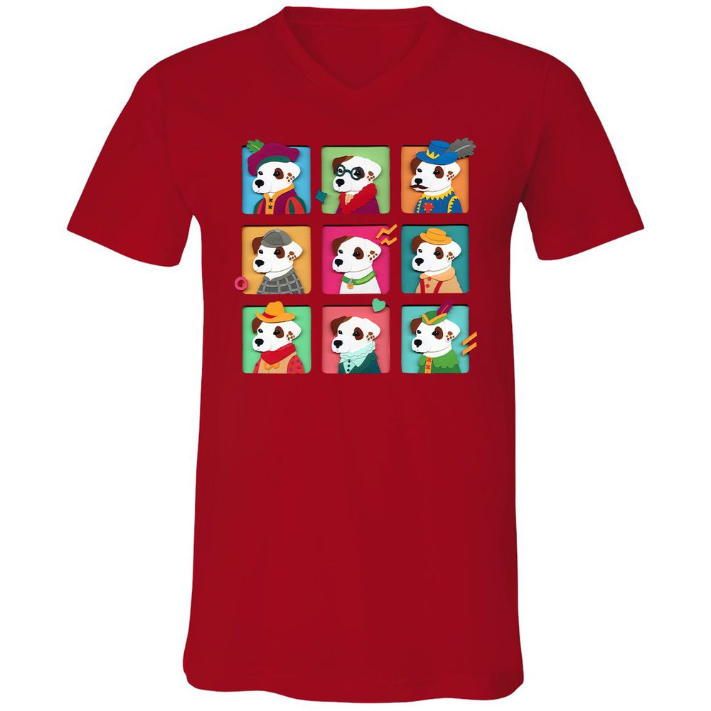 Unisex V-Neck T-Shirt - 6TJT3JP9 - Red - 3