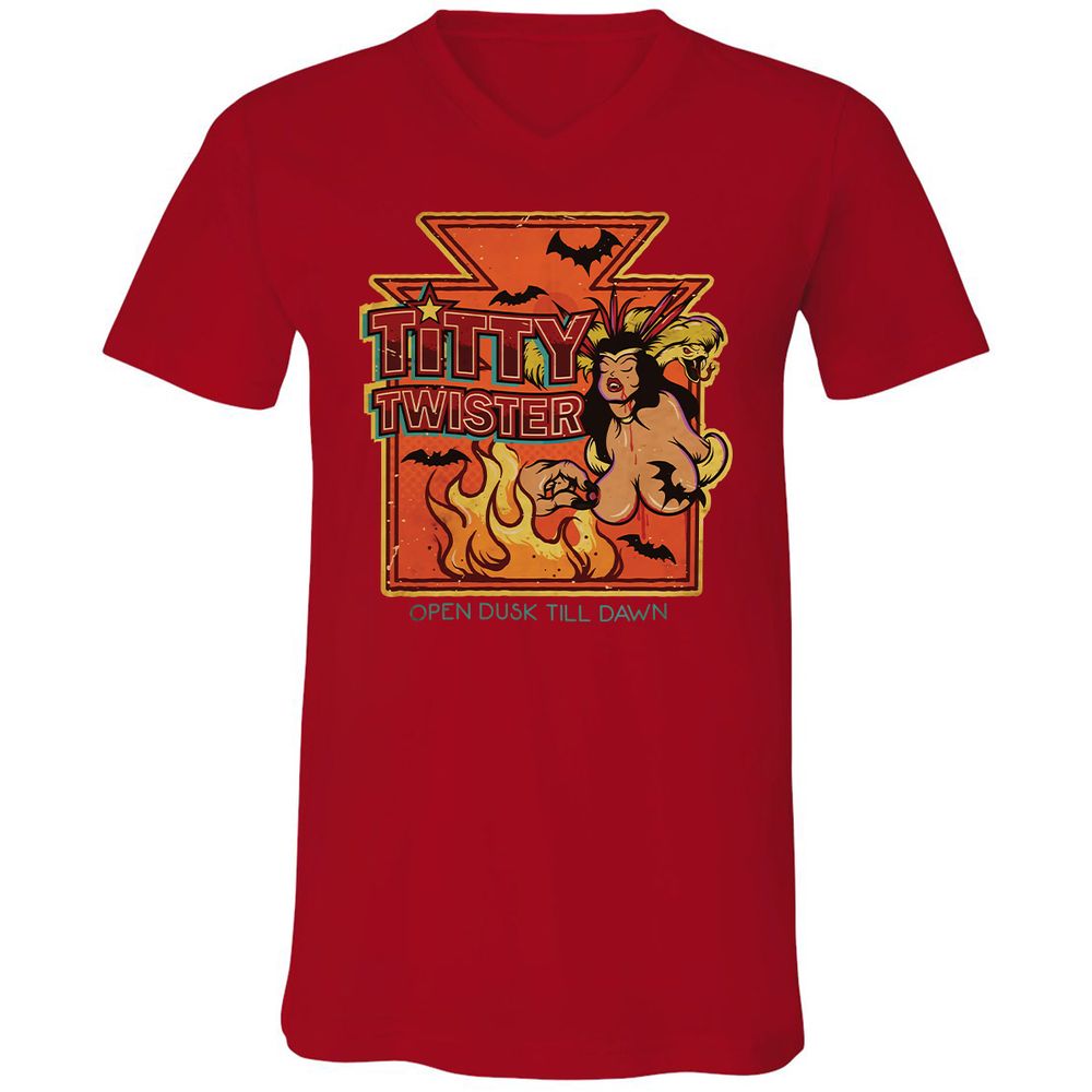 Unisex V-Neck T-Shirt - UMUWJ6LJ - Red - 3