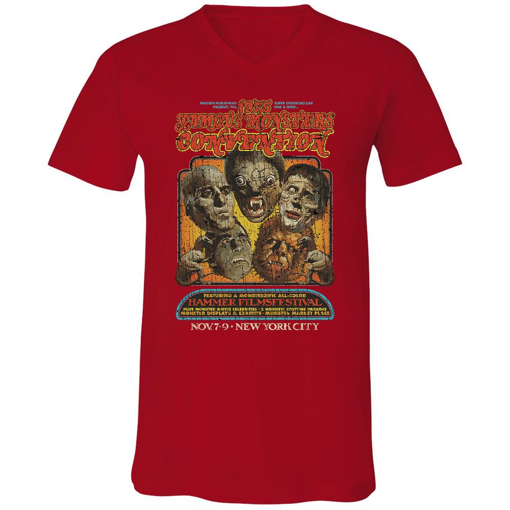 Unisex V-Neck T-Shirt - FBE9EYXH - Red - 3