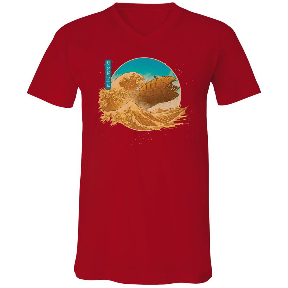 Unisex V-Neck T-Shirt - VXWQQW9Z - Red - 3