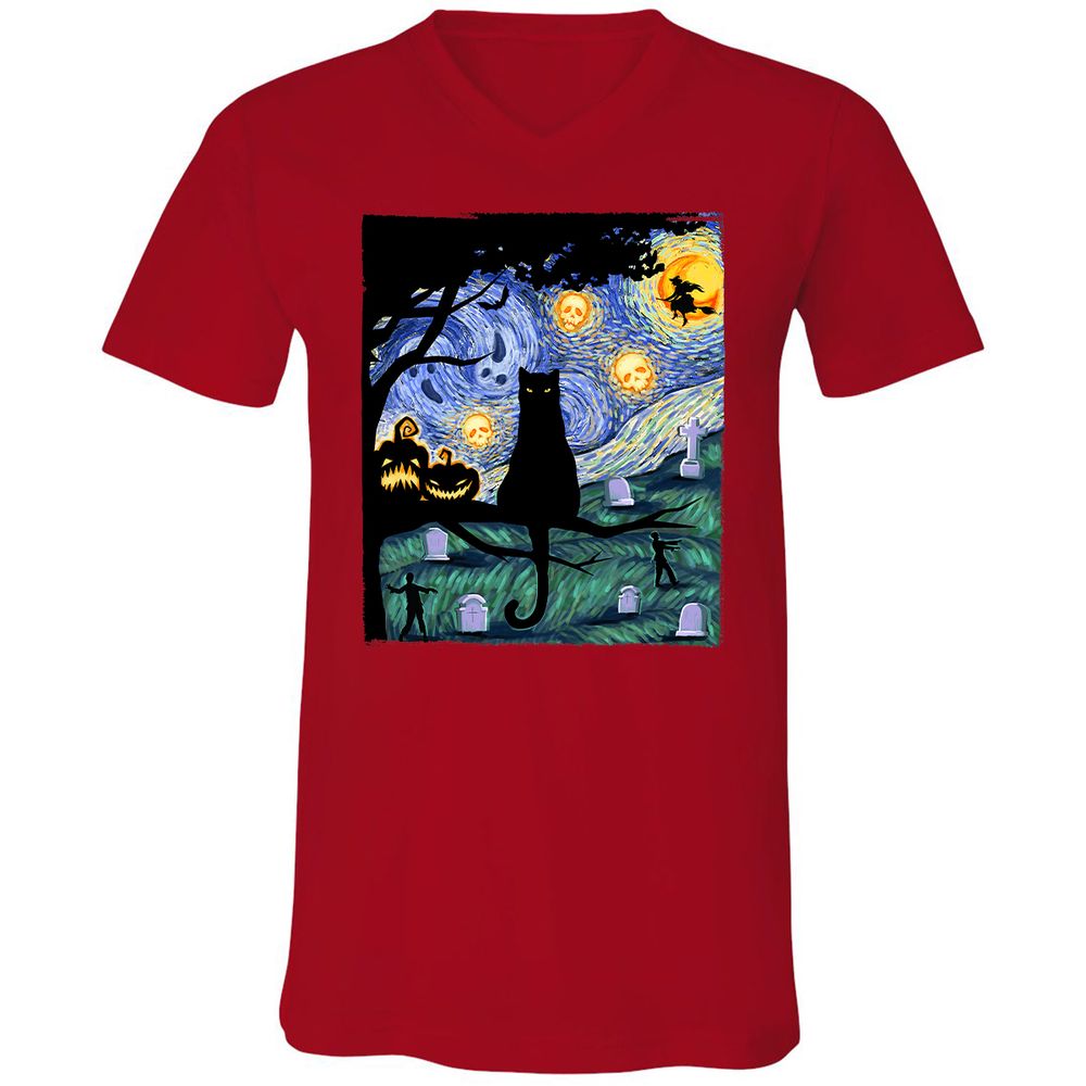 Unisex V-Neck T-Shirt - MFG2B8LN - Red - 3