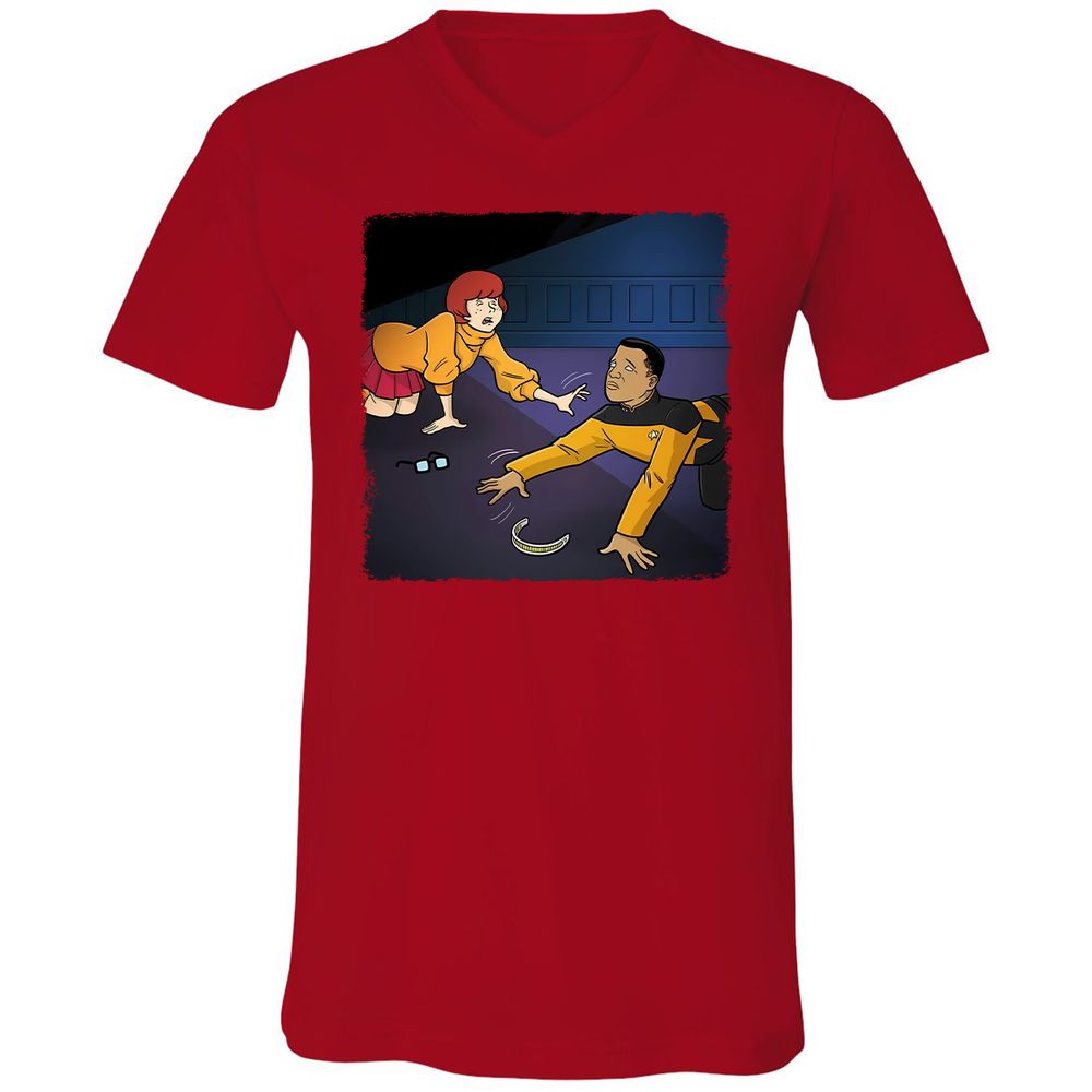 Unisex V-Neck T-Shirt - 5JJW8L6F - Red - 3