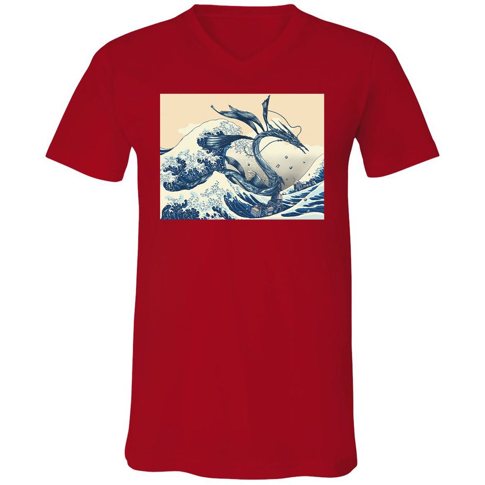 Unisex V-Neck T-Shirt - 6ASM7XRS - Red - 3