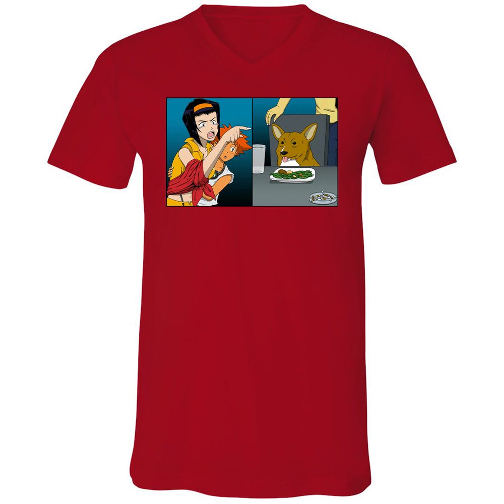 Unisex V-Neck T-Shirt - XVKXJB5G - Red - 3