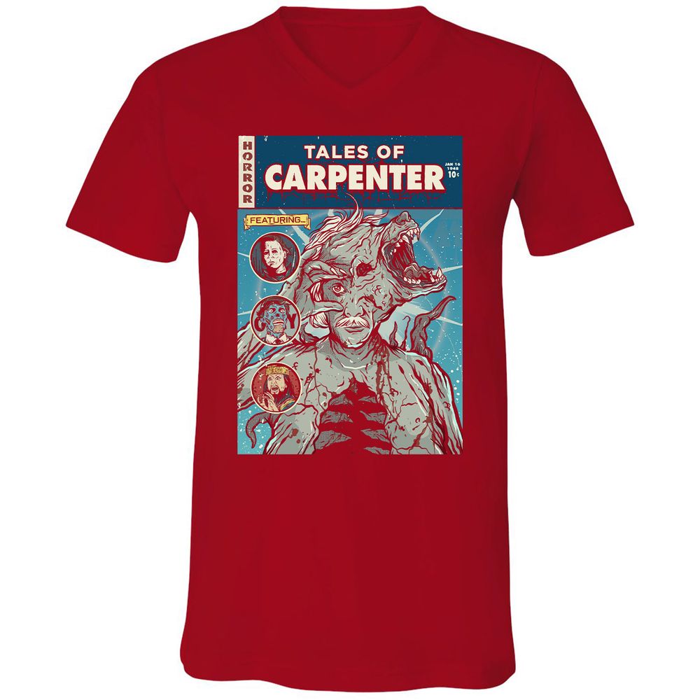 Unisex V-Neck T-Shirt - QNHU2TYU - Red - 3