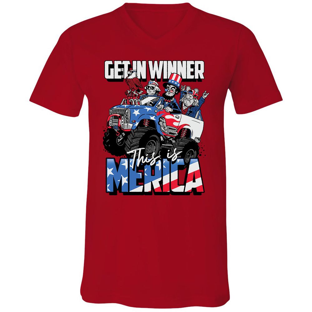 Unisex V-Neck T-Shirt - N9Q2Z1DL - Red - 3