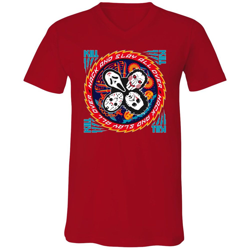 Unisex V-Neck T-Shirt - 3AHLFHV7 - Red - 3