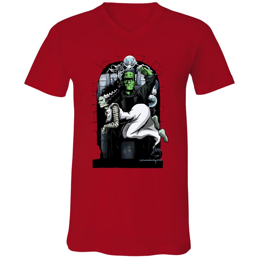 Unisex V-Neck T-Shirt - WPXDVVKU - Red - 3