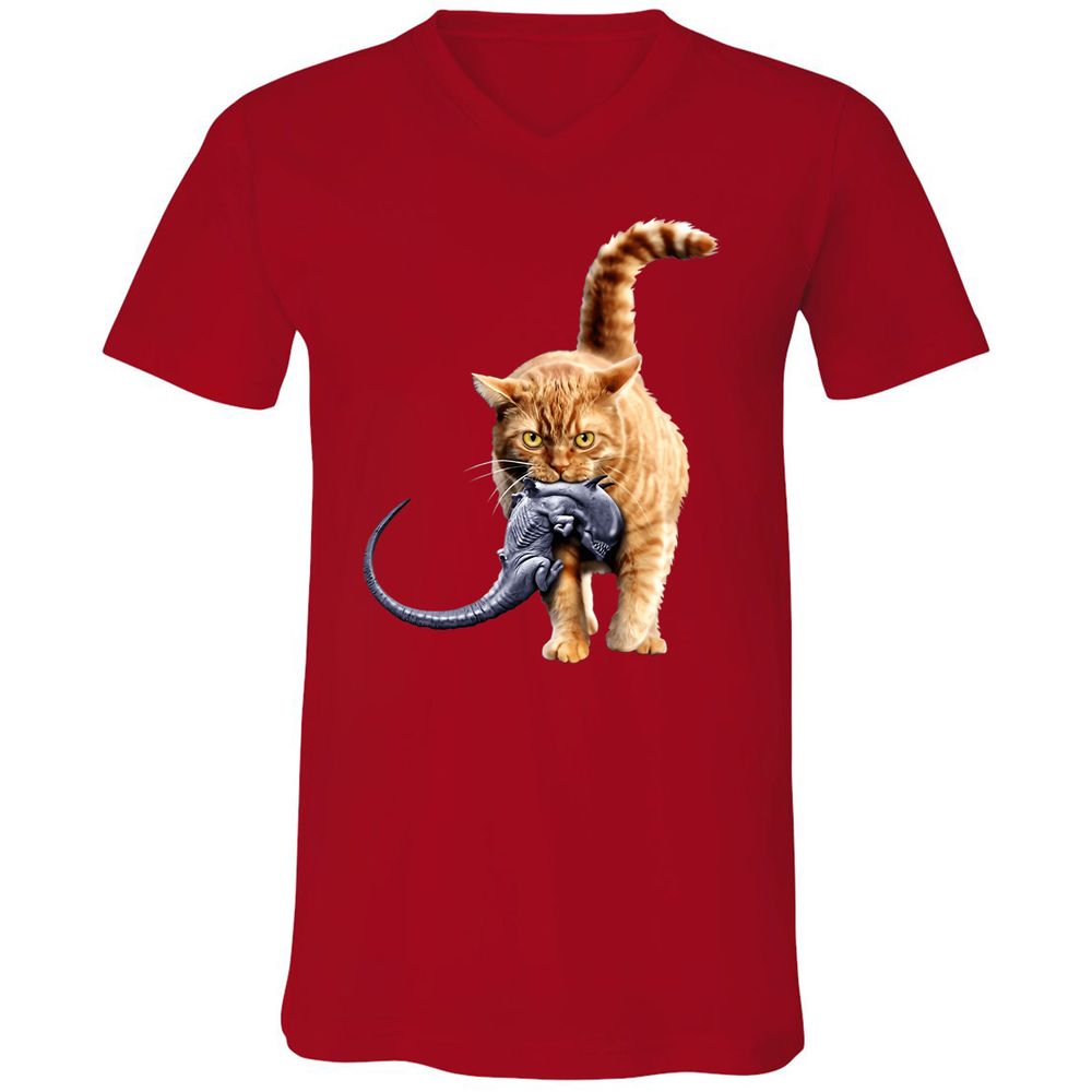 Unisex V-Neck T-Shirt - T1YKC78L - Red - 3