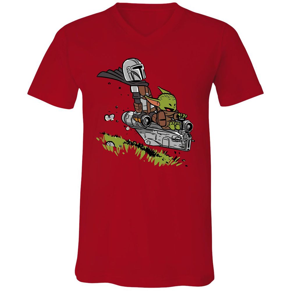 Unisex V-Neck T-Shirt - FA8AQ1J4 - Red - 3