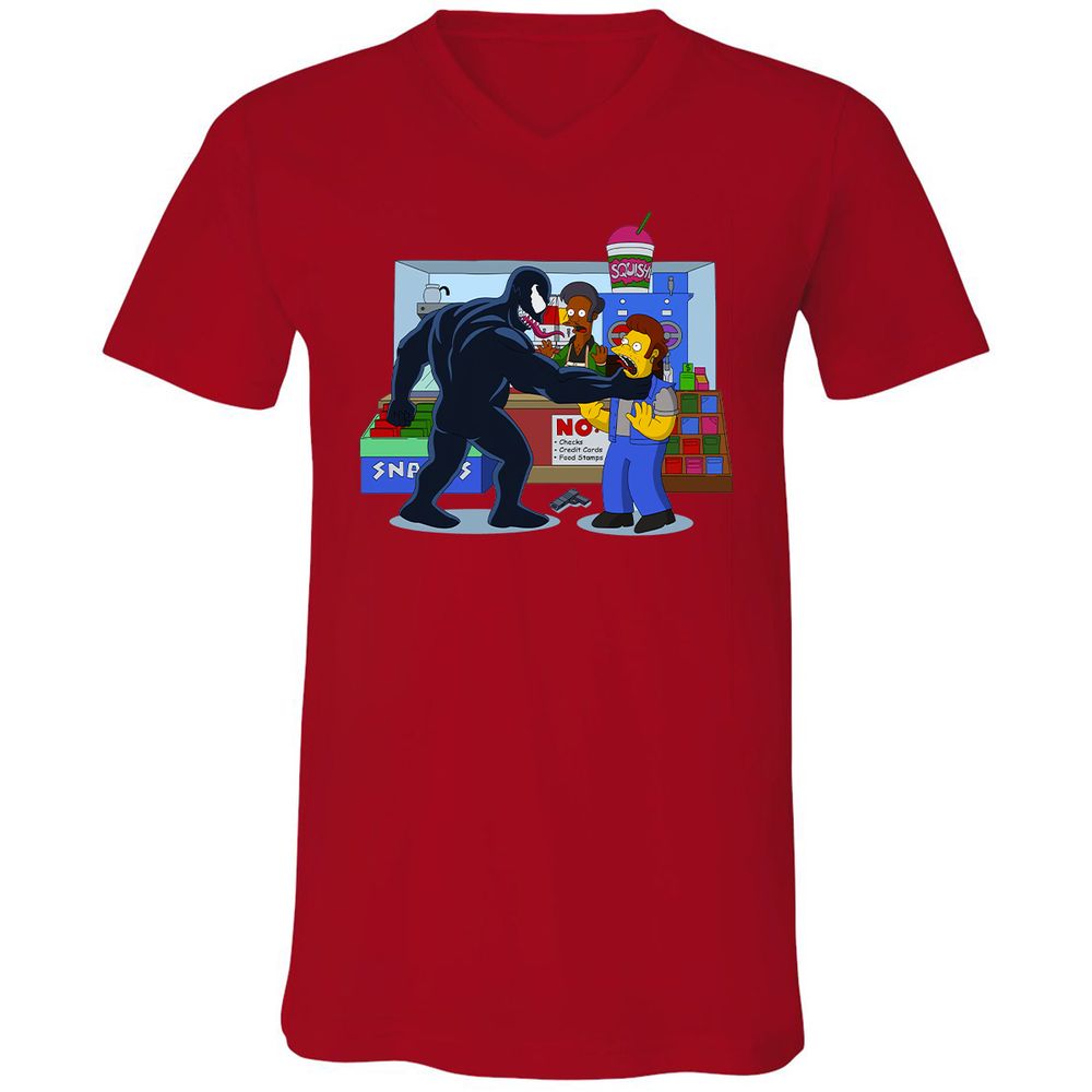 Unisex V-Neck T-Shirt - MQZKJBHY - Red - 3