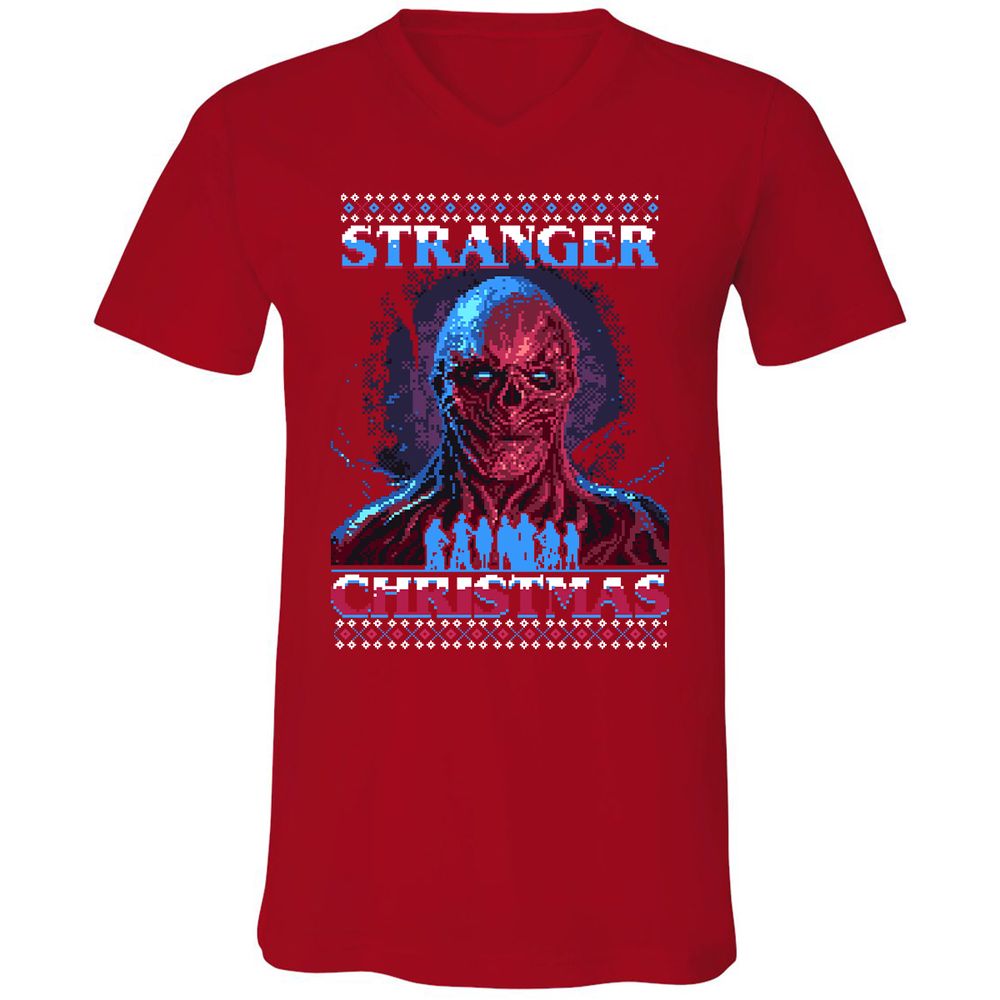 Unisex V-Neck T-Shirt - Y43QEJYS - Red - 3