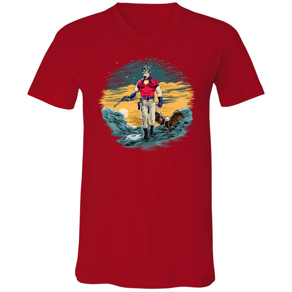 Unisex V-Neck T-Shirt - EGTFR1WN - Red - 3