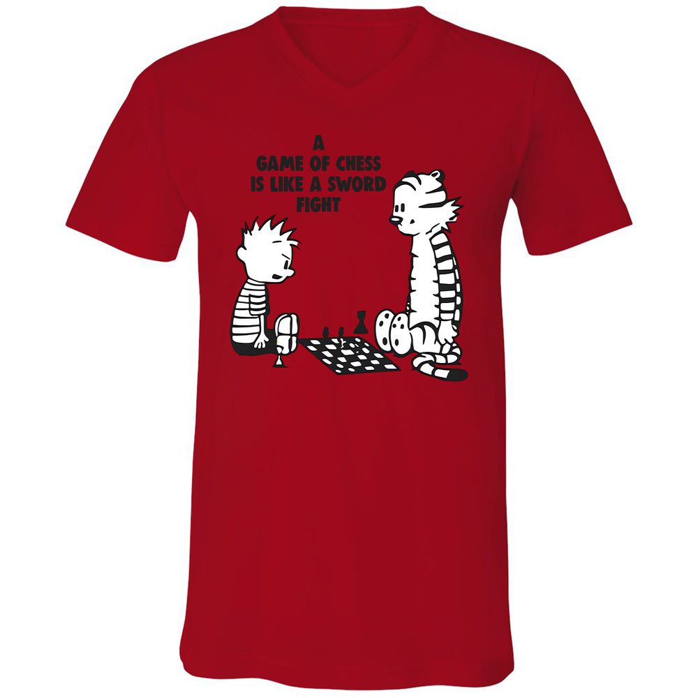 Unisex V-Neck T-Shirt - 7CKZX5JC - Red - 3