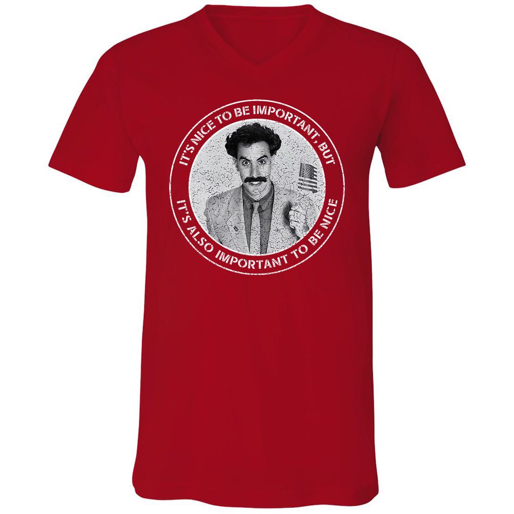 Unisex V-Neck T-Shirt - 8R6YN6KL - Red - 3