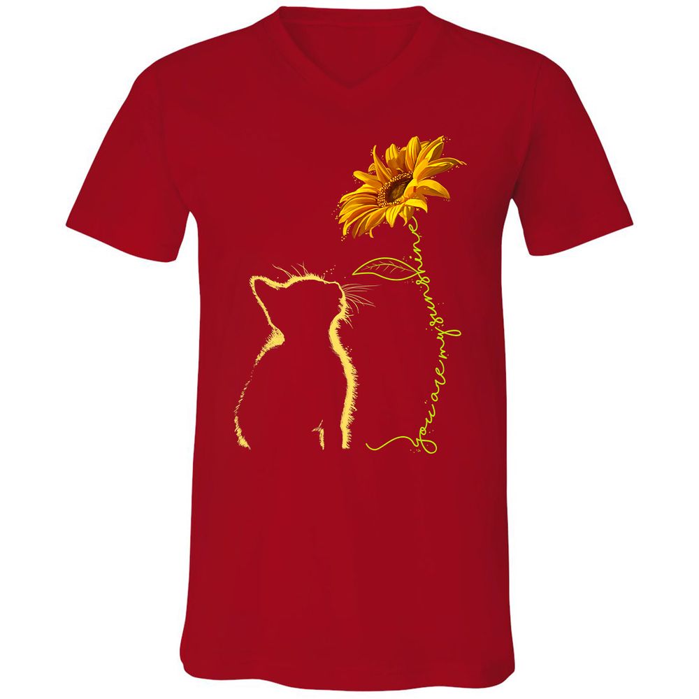 Unisex V-Neck T-Shirt - AXS3GWCJ - Red - 3