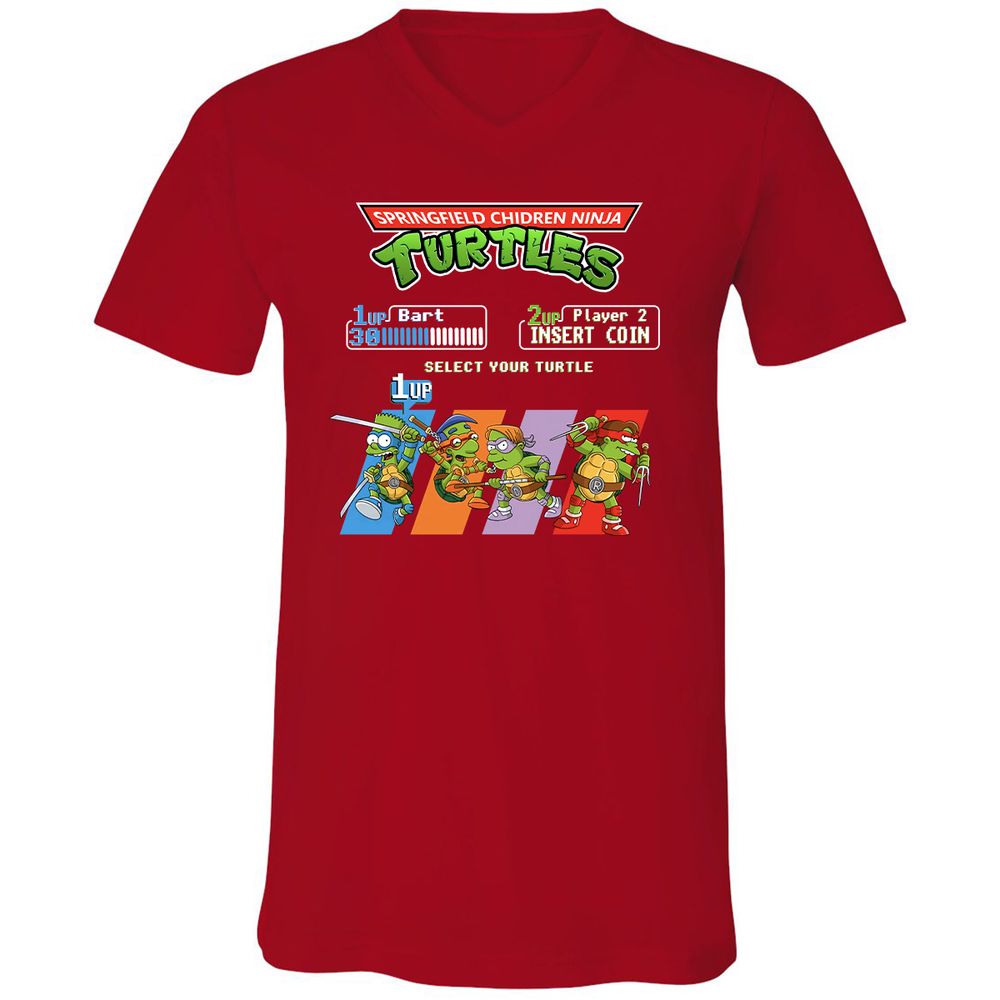 Unisex V-Neck T-Shirt - TXEL1Z9H - Red - 3