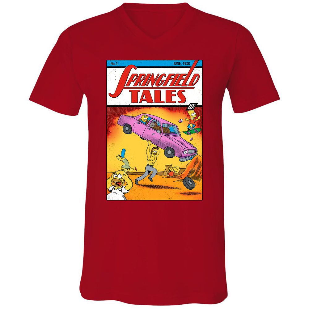 Unisex V-Neck T-Shirt - 7KMPH4NT - Red - 3
