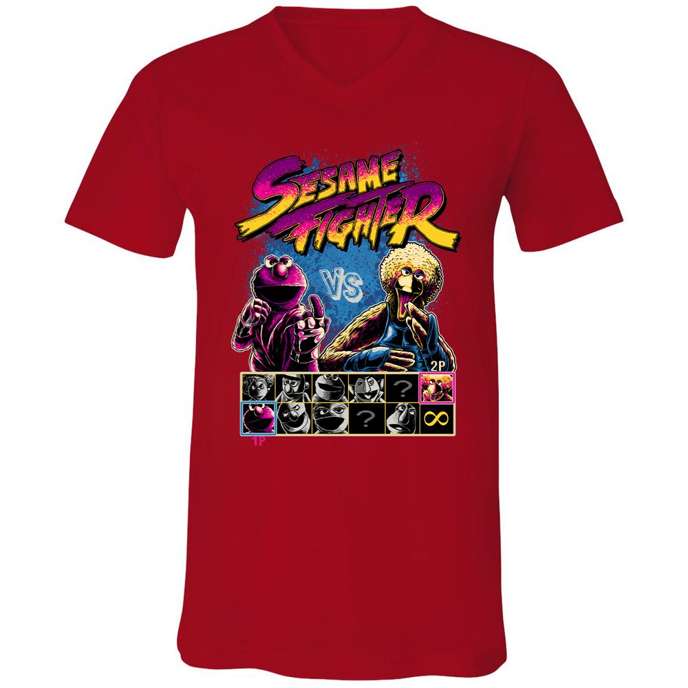 Unisex V-Neck T-Shirt - 5S7QX2KP - Red - 3