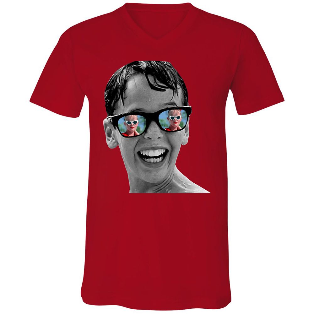 Unisex V-Neck T-Shirt - DGPL9E3P - Red - 3