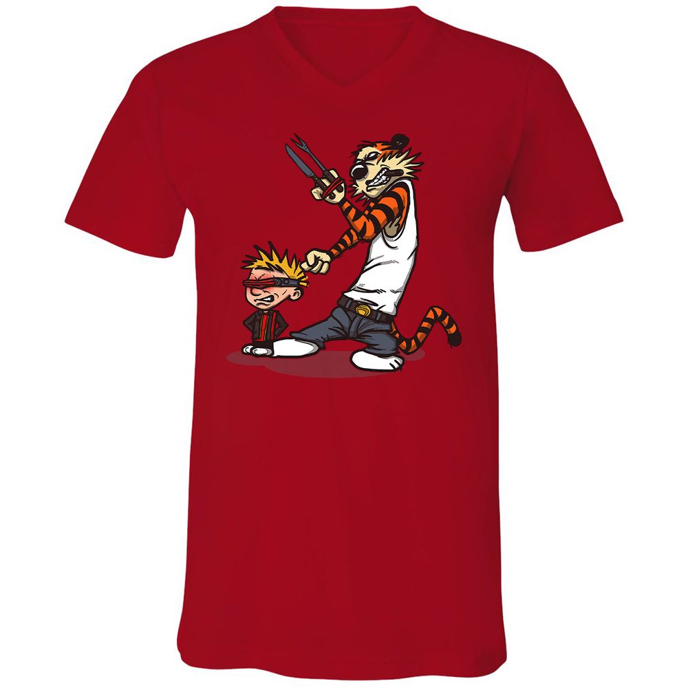 Unisex V-Neck T-Shirt - RN1JW1YU - Red - 3