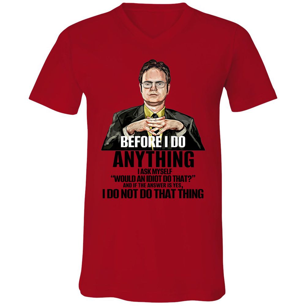 Unisex V-Neck T-Shirt - MZD6N9HQ - Red - 3