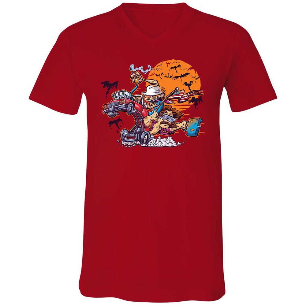 Unisex V-Neck T-Shirt - KZKCJ1RN - Red - 3