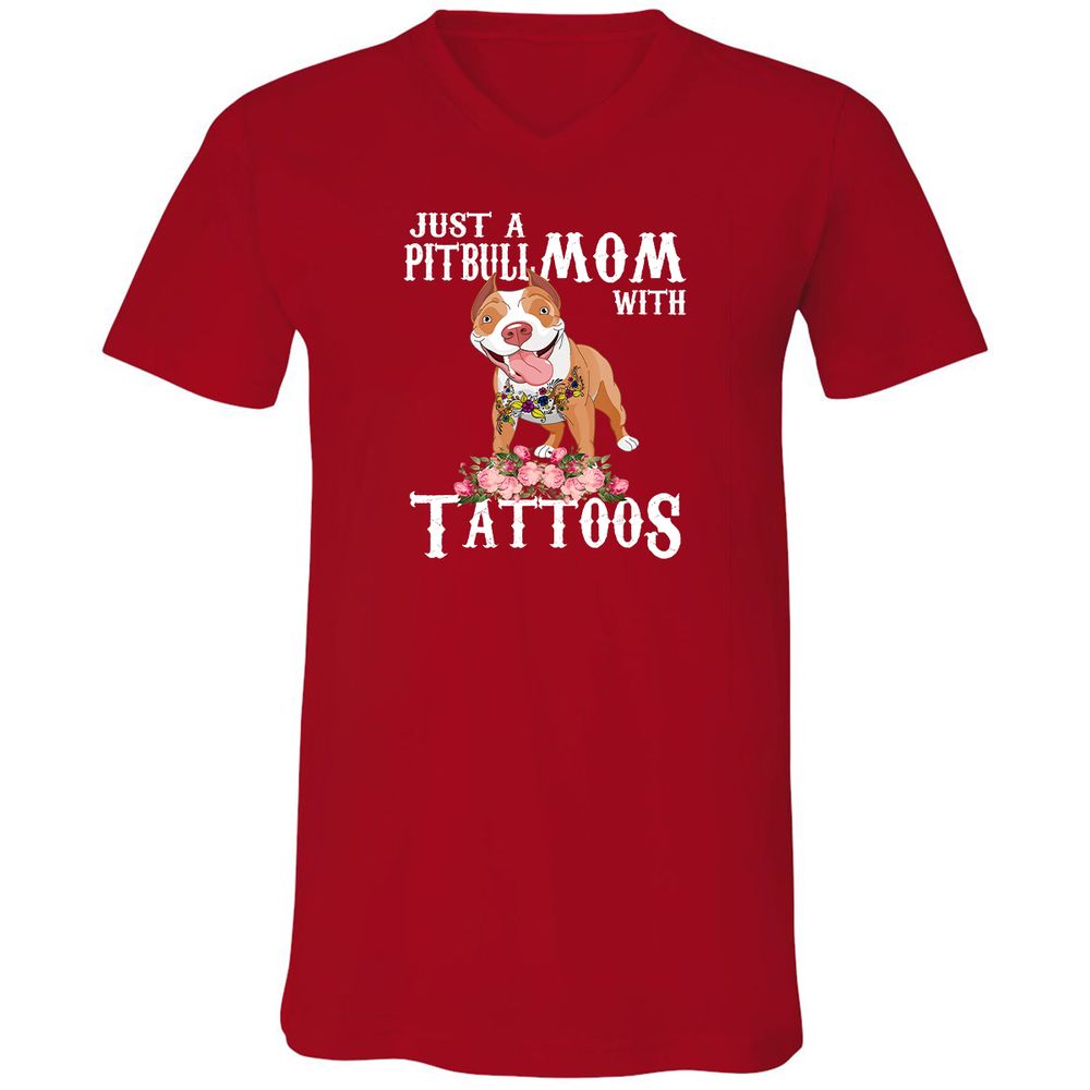 Unisex V-Neck T-Shirt - NPU6C6TL - Red - 3