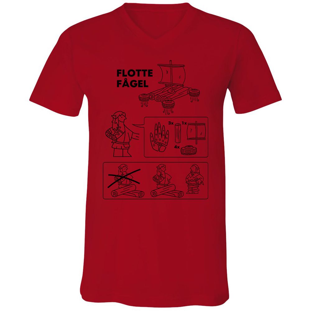 Unisex V-Neck T-Shirt - BCG3L49Y - Red - 3