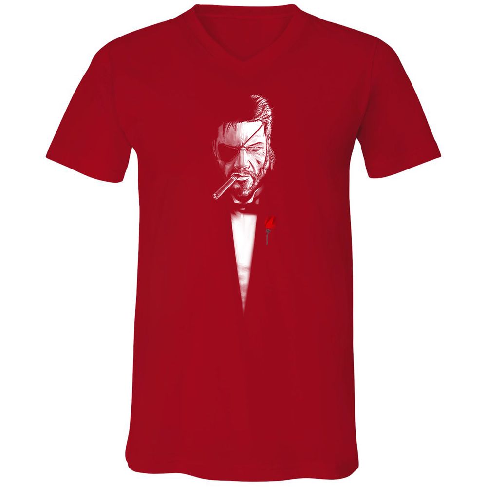 Unisex V-Neck T-Shirt - YM87UFVR - Red - 3