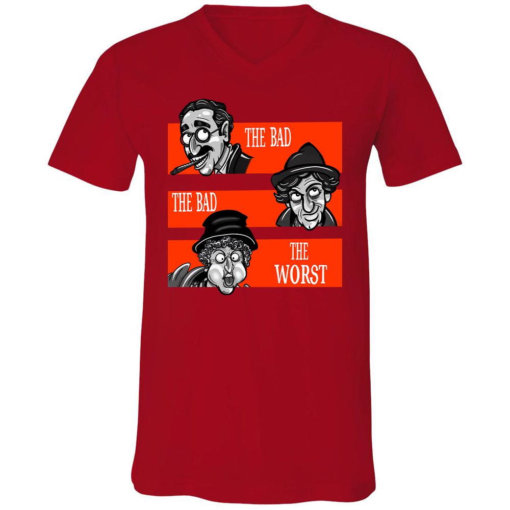 Unisex V-Neck T-Shirt - YXNJ74KD - Red - 3
