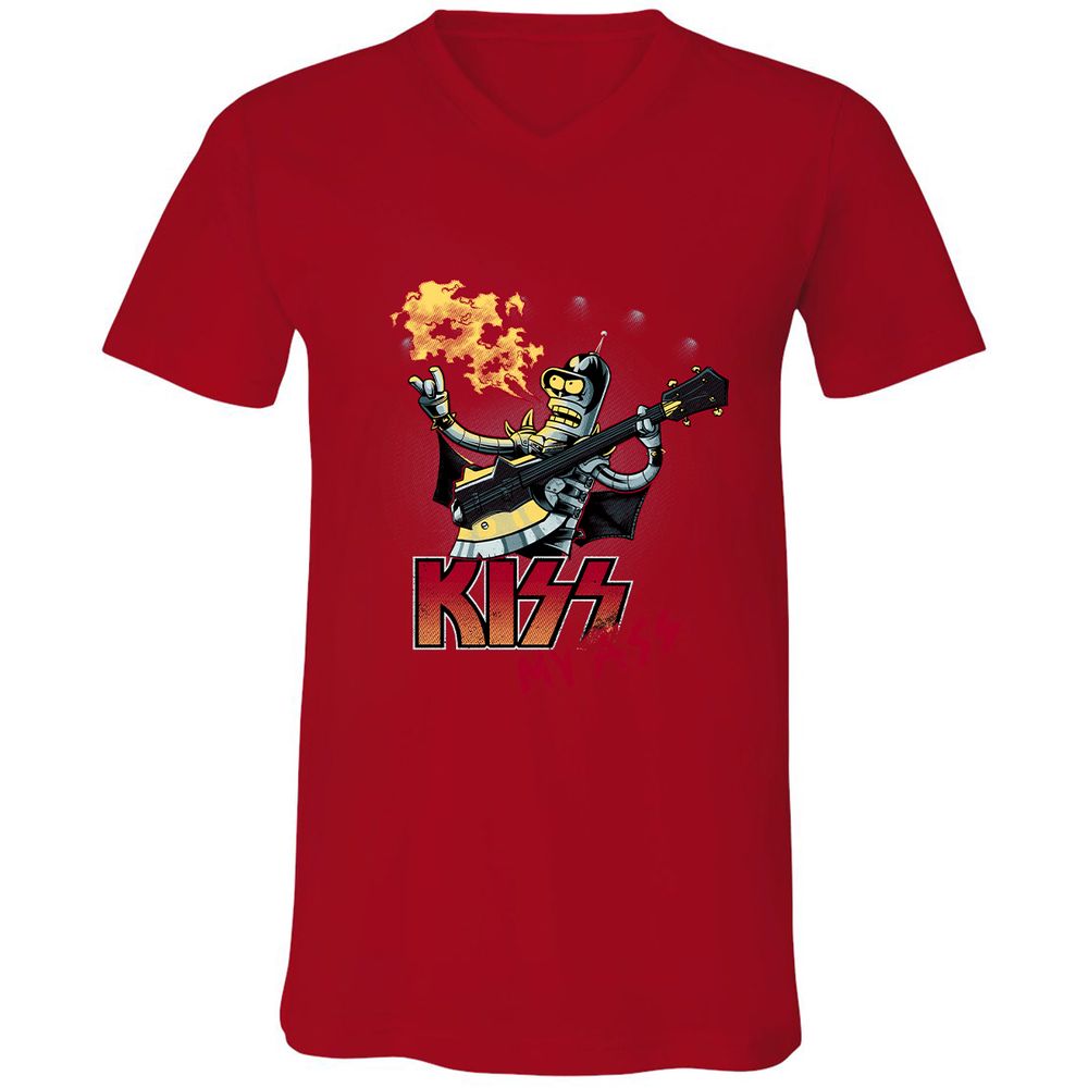 Unisex V-Neck T-Shirt - 385QWLQB - Red - 3