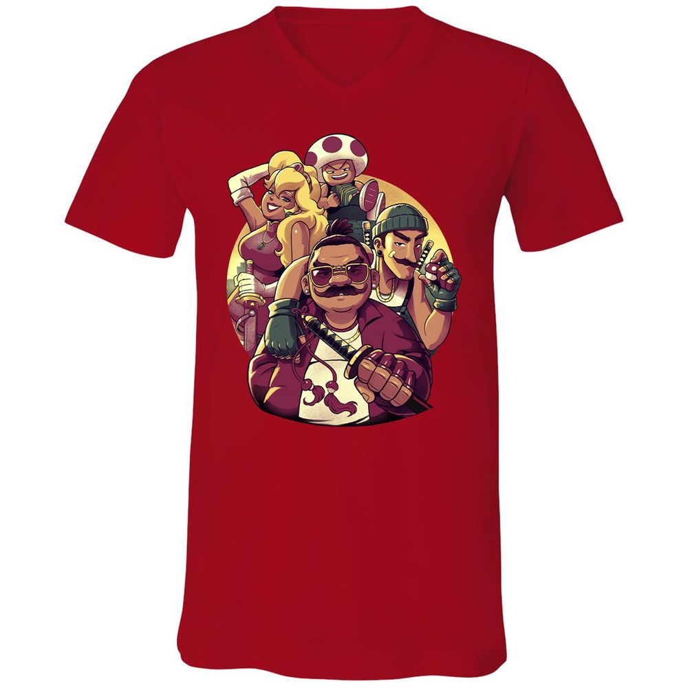 Unisex V-Neck T-Shirt - 543TZYCJ - Red - 3
