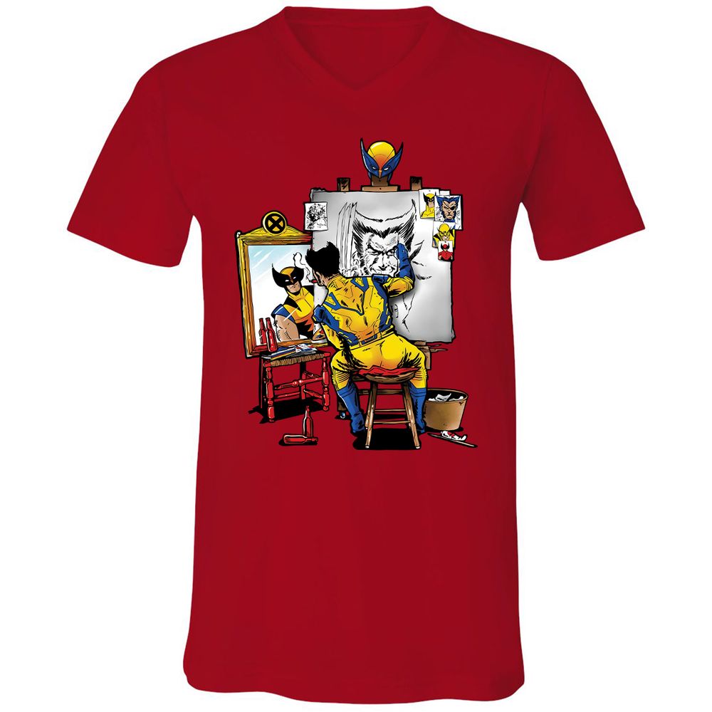 Unisex V-Neck T-Shirt - D9ZMUZ84 - Red - 3