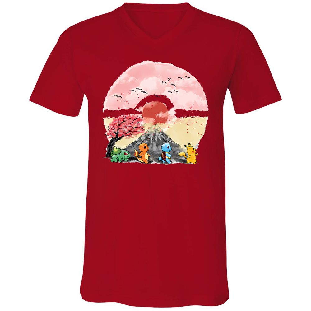 Unisex V-Neck T-Shirt - NQBEUSJ8 - Red - 3