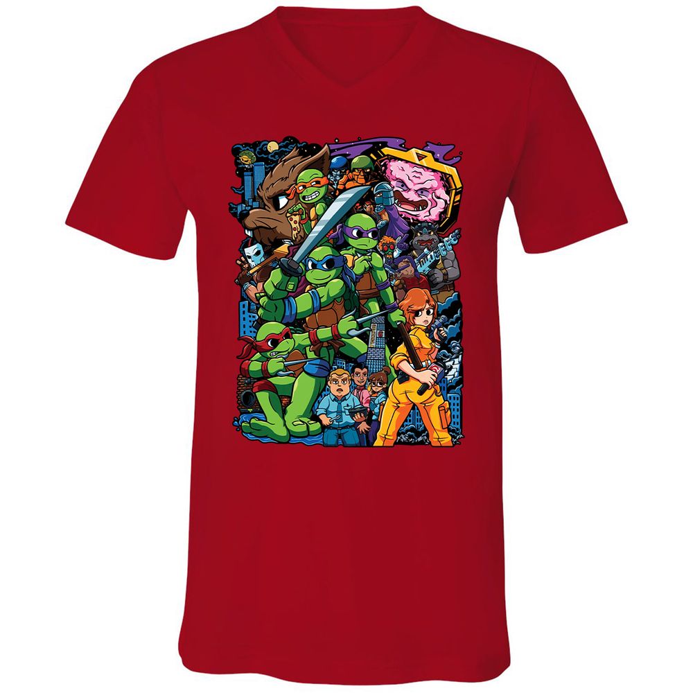 Unisex V-Neck T-Shirt - 4VM2SEBE - Red - 3