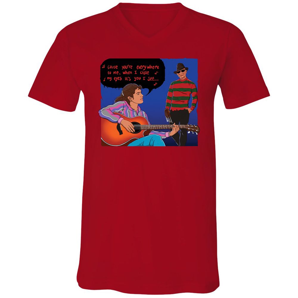 Unisex V-Neck T-Shirt - 9Z9Q9LC5 - Red - 3