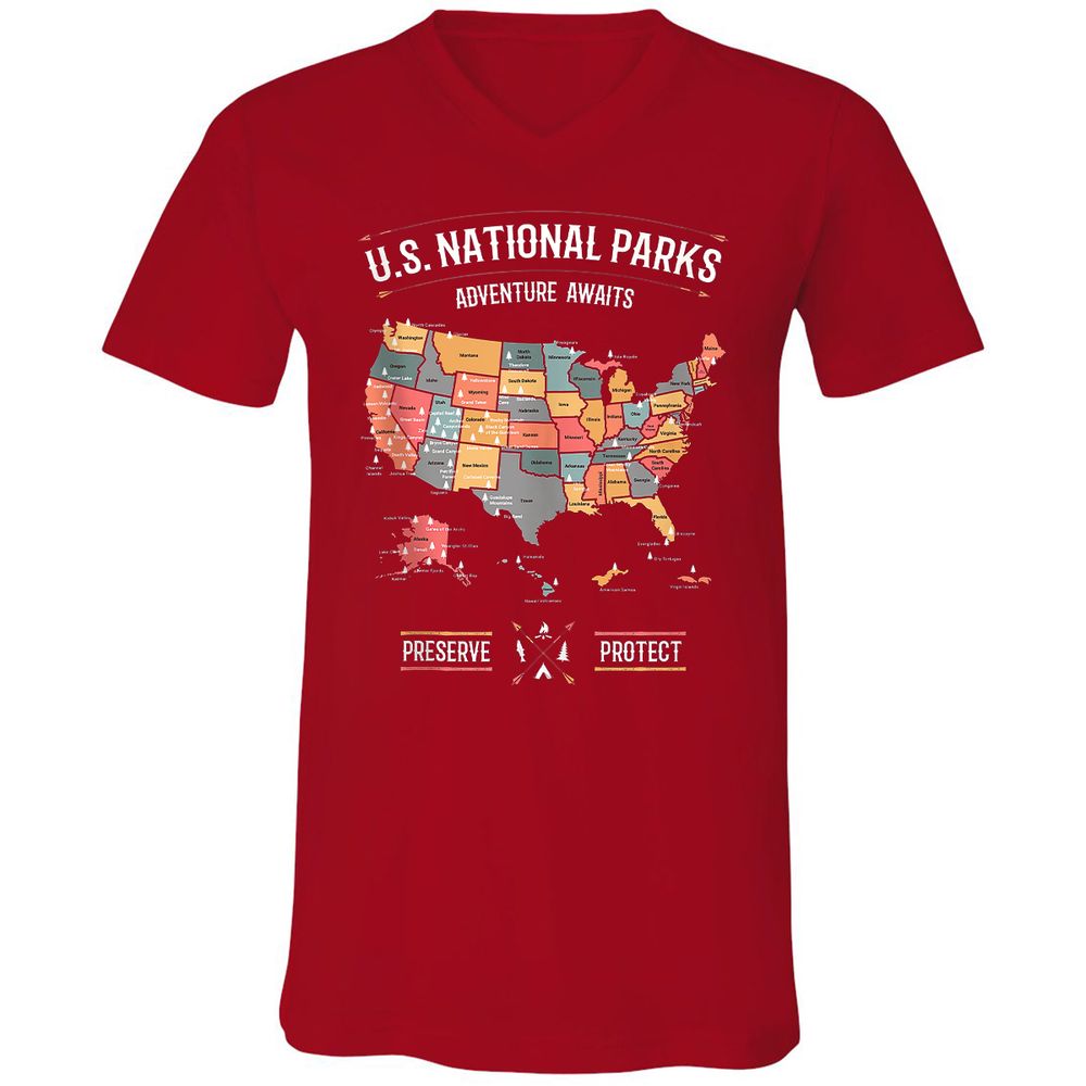 Unisex V-Neck T-Shirt - NNZ9AWXD - Red - 3