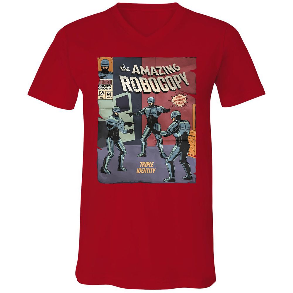 Unisex V-Neck T-Shirt - RUGQH3AP - Red - 3
