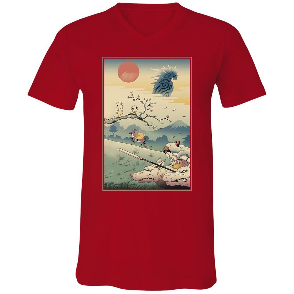 Unisex V-Neck T-Shirt - T5GTQ457 - Red - 3