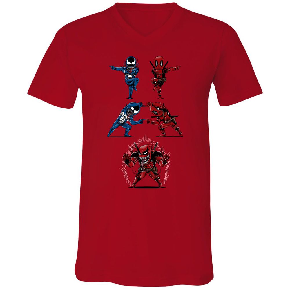 Unisex V-Neck T-Shirt - LVVE9C4D - Red - 3