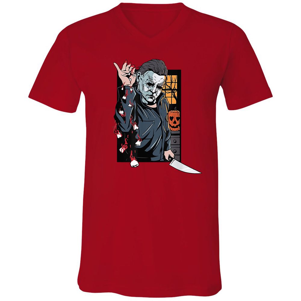 Unisex V-Neck T-Shirt - QGENDHGJ - Red - 3