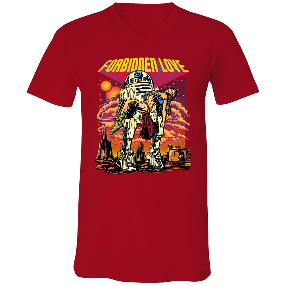 Unisex V-Neck T-Shirt - 52Q8M3QB - Red - 3