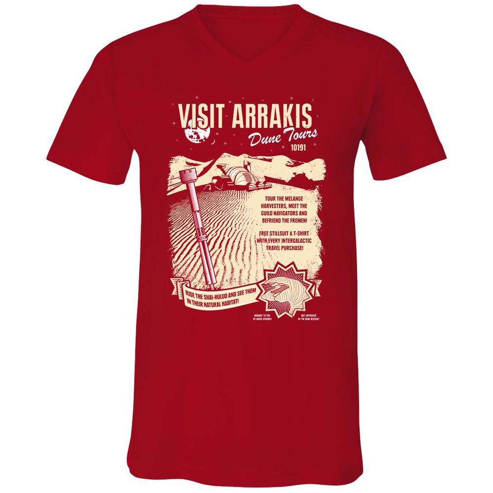Unisex V-Neck T-Shirt - DDZYQH5R - Red - 3