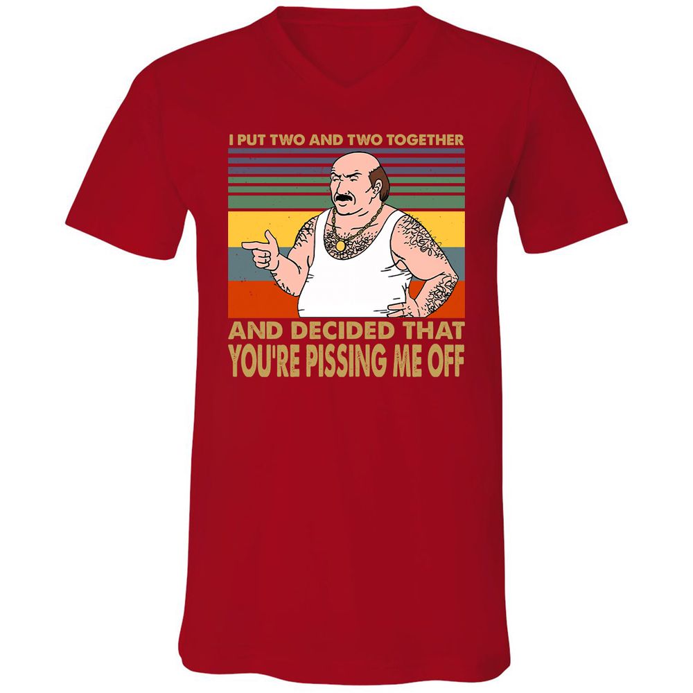 Unisex V-Neck T-Shirt - LXETMS46 - Red - 3
