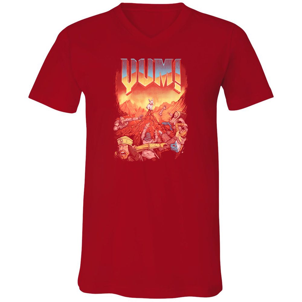 Unisex V-Neck T-Shirt - G9UGDK9P - Red - 3